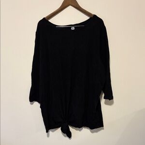 Old Navy Black Knot-Front Tunic Top